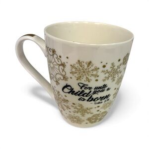 Festive Gold and White Holiday Mug